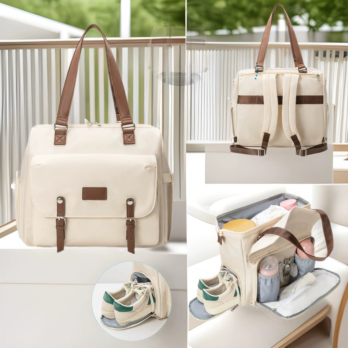 Diaper Bag Backpack Baby Bag, 4 in 1 Diaper Bag Tote, Mom Bag for Hospital with 14 Pockets, Diaper Tote Bag for Labor & Delivery, Large Waterproof Baby Travel Bag with 3 Insulated Pockets