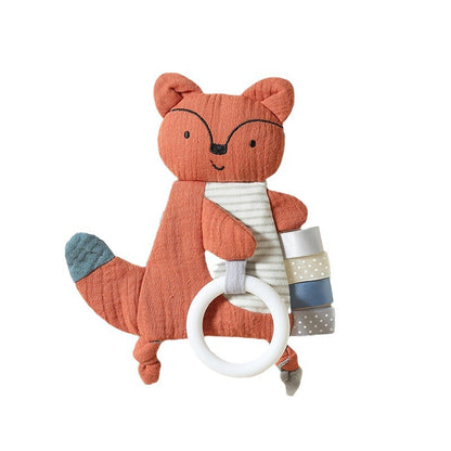 Soft Baby Security Blanket Toy - 3D Bump Fabric Lovey with Cotton Gauze, Lightweight Bunny & Fox Stuffed Animal for Newborn Sleep