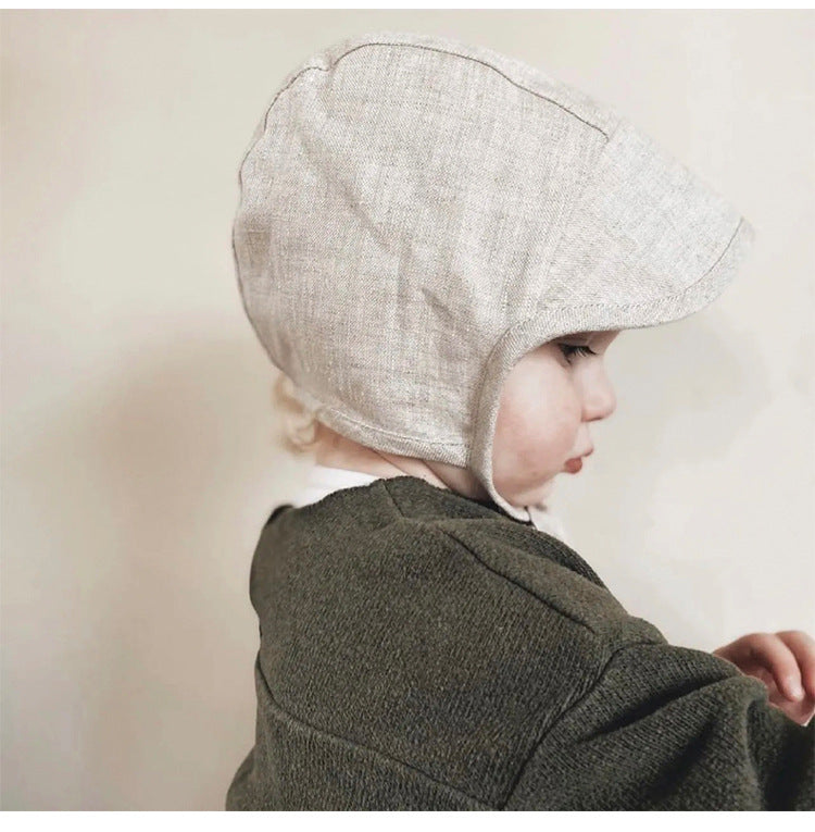 Baby Sun Hat UPF 50+ - Linen Blend Summer Hat for Infant Toddler, Breathable Solid & Striped Beach Cap
