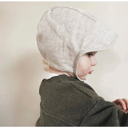 Baby Sun Hat UPF 50+ - Linen Blend Summer Hat for Infant Toddler, Breathable Solid & Striped Beach Cap