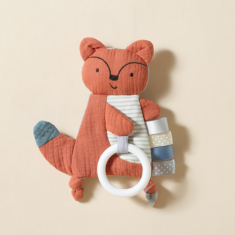 Soft Baby Security Blanket Toy - 3D Bump Fabric Lovey with Cotton Gauze, Lightweight Bunny & Fox Stuffed Animal for Newborn Sleep