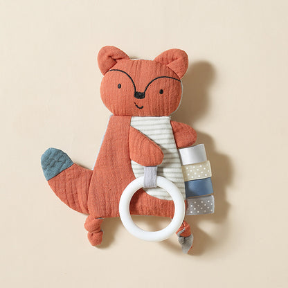 Soft Baby Security Blanket Toy - 3D Bump Fabric Lovey with Cotton Gauze, Lightweight Bunny & Fox Stuffed Animal for Newborn Sleep