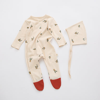 Baby Cotton Footed Romper - Long Sleeve Bodysuit with Built-in Feet