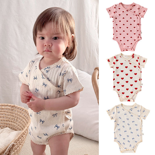 100% Cotton Baby Bodysuit - Side Snap Newborn Romper with Belly Protection