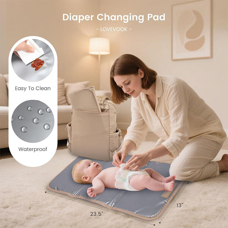 Trendy Lightweight Diaper Bag Backpack – with Changing Pad, Insulated Pockets & Pacifier Case