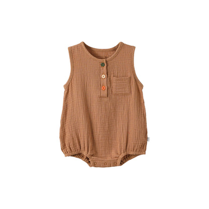 100% Cotton Baby Bodysuit - Breathable Sleeveless Romper for Infant Boys Girls