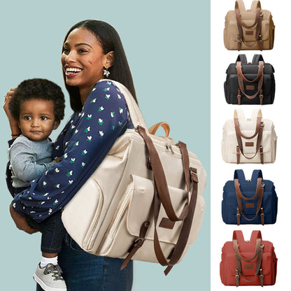 4-in-1 Convertible Diaper Backpack - 16" Multipurpose Travel Bag with Luggage Sleeve