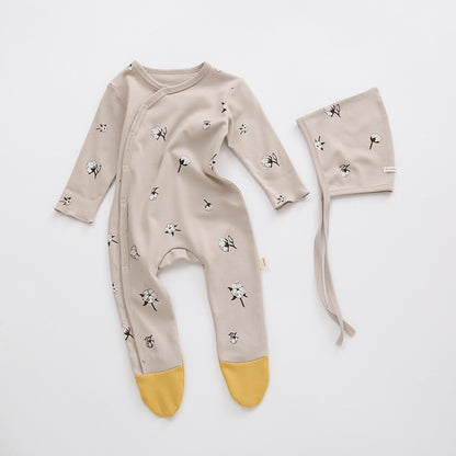 Baby Cotton Footed Romper - Long Sleeve Bodysuit with Built-in Feet