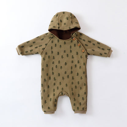 Baby Winter Romper - 3-Layer Thick Animal Print Jumpsuit for Infants