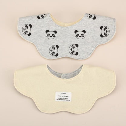 Beige Petal Style Drool Bibs - 100% Cotton Teething Bib with Snap Closure