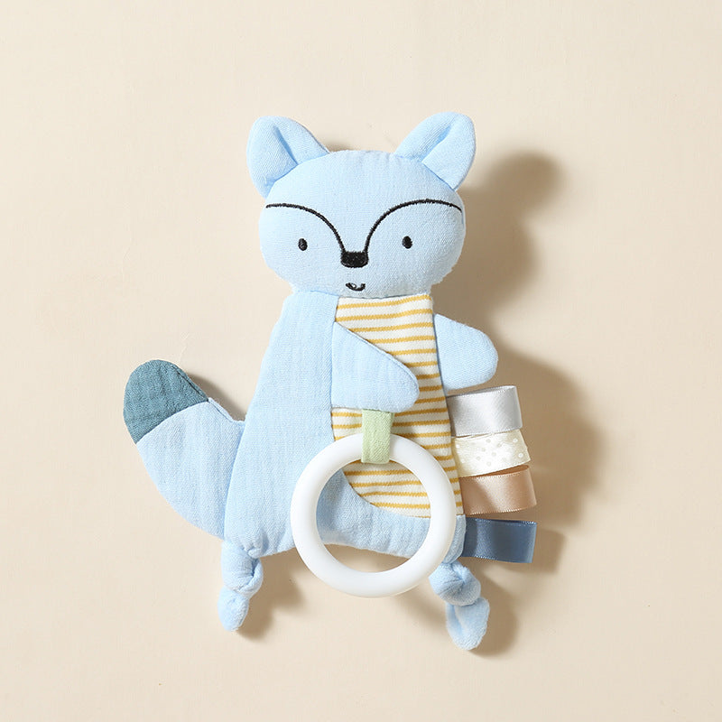 Soft Baby Security Blanket Toy - 3D Bump Fabric Lovey with Cotton Gauze, Lightweight Bunny & Fox Stuffed Animal for Newborn Sleep