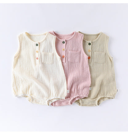 100% Cotton Baby Bodysuit - Breathable Sleeveless Romper for Infant Boys Girls