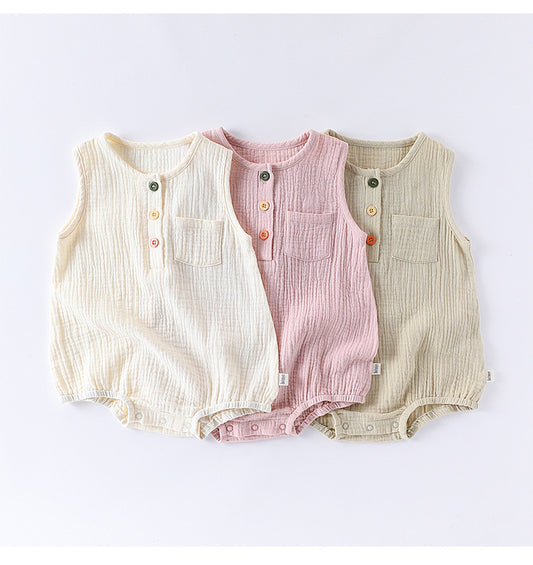 100% Cotton Baby Bodysuit - Breathable Sleeveless Romper for Infant Boys Girls