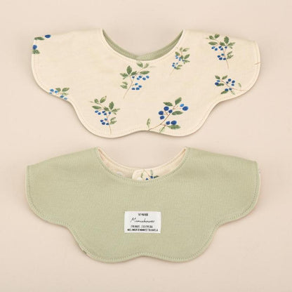 Green Petal Style Drool Bibs - 100% Cotton Teething Bib with Snap Closure
