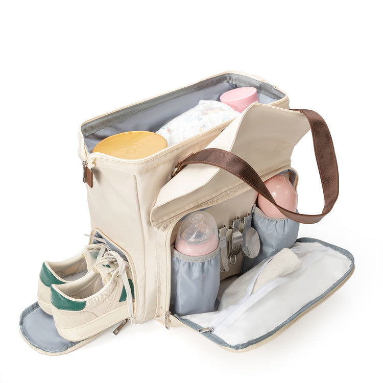 4-in-1 Convertible Diaper Backpack - 16" Multipurpose Travel Bag with Luggage Sleeve