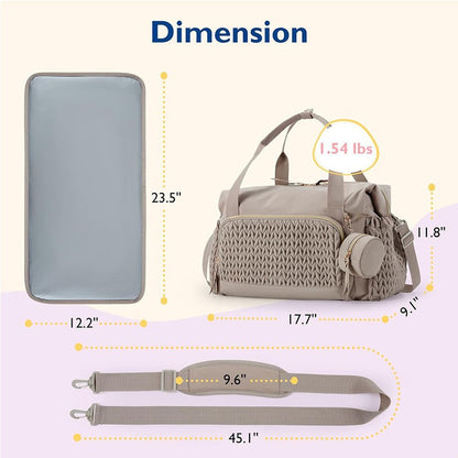 Extra Large Diaper Bag Tote - Detachable Pacifier Case, Insulated Pockets, Hospital & Travel Baby Bag