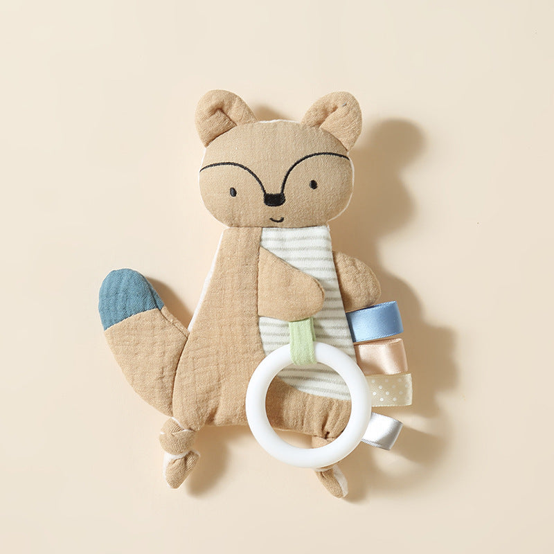 Soft Baby Security Blanket Toy - 3D Bump Fabric Lovey with Cotton Gauze, Lightweight Bunny & Fox Stuffed Animal for Newborn Sleep