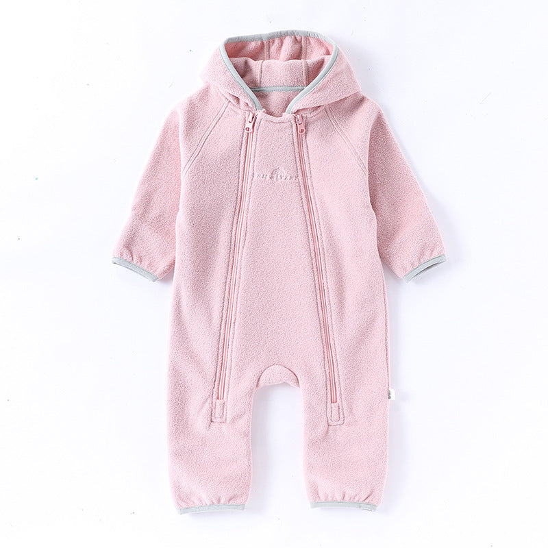 Baby Fleece Jumpsuit - Double-Sided Plush Romper for Infant Winter Wear