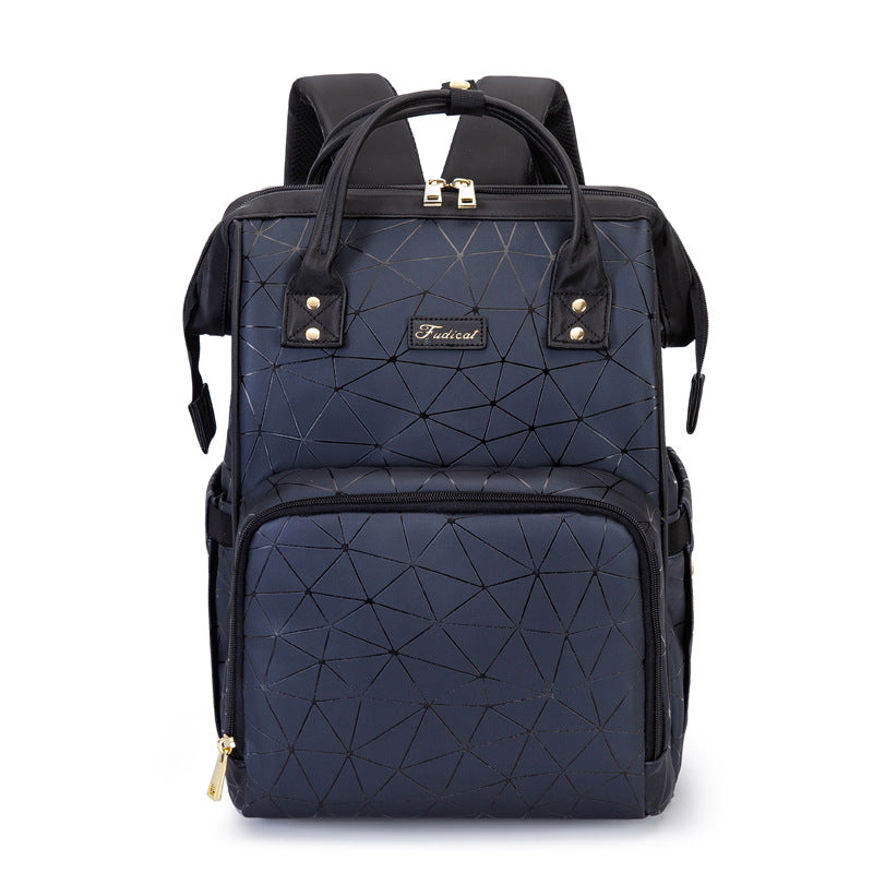 PU Leather Diaper Bag Backpack with 16 Pockets – Insulated Bottle Compartment, Stroller Straps & Luggage Sleeve