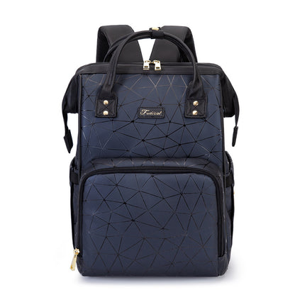 PU Leather Diaper Bag Backpack with 16 Pockets – Insulated Bottle Compartment, Stroller Straps & Luggage Sleeve