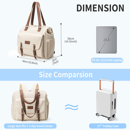4-in-1 Convertible Diaper Backpack - 16" Multipurpose Travel Bag with Luggage Sleeve
