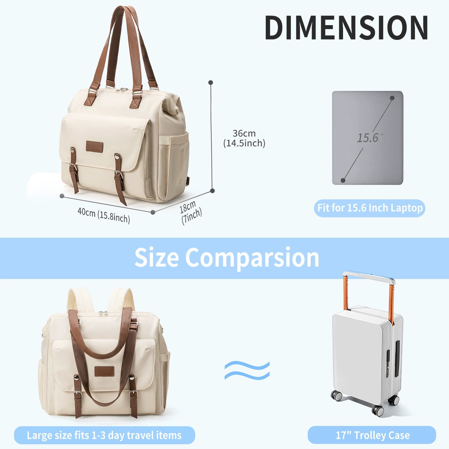 Diaper Bag Backpack Baby Bag, 4 in 1 Diaper Bag Tote, Mom Bag for Hospital with 14 Pockets, Diaper Tote Bag for Labor & Delivery, Large Waterproof Baby Travel Bag with 3 Insulated Pockets