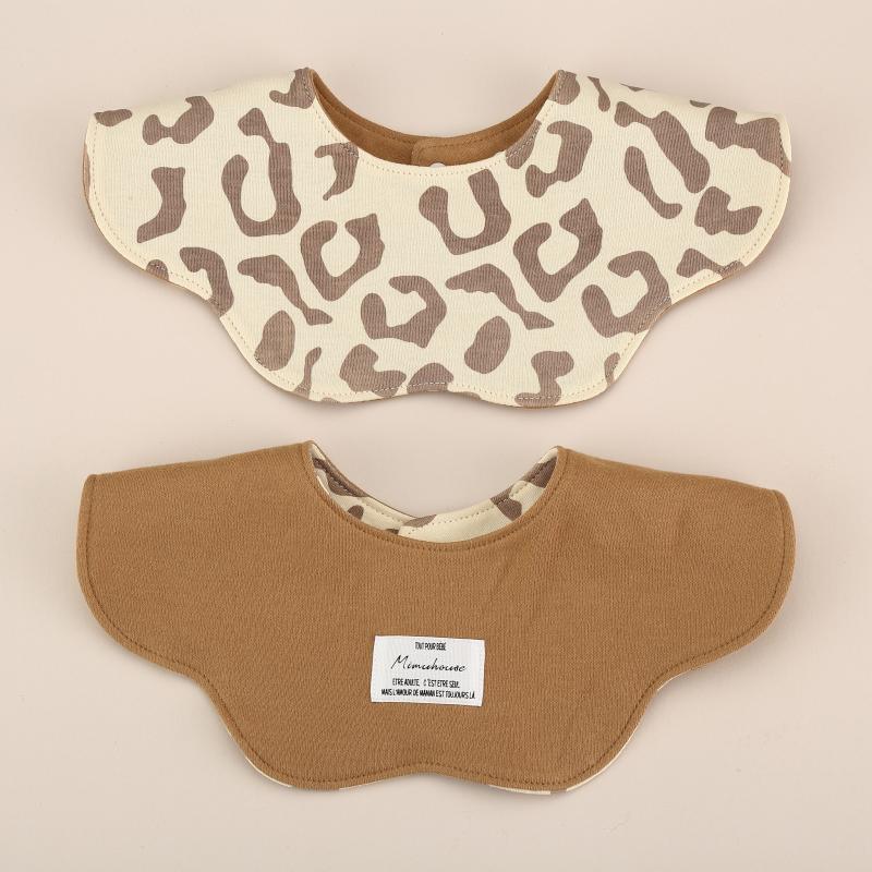 Brown Petal Style Drool Bibs - 100% Cotton Teething Bib with Snap Closure