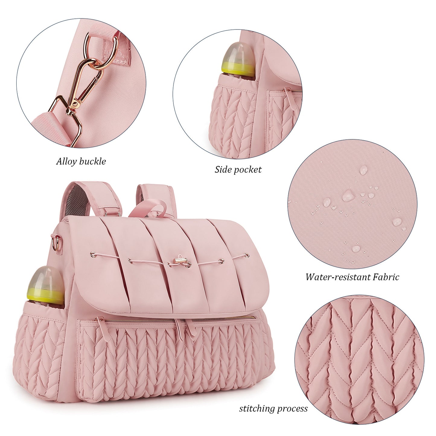 Diaper Bag Backpack Messenger Bag Travel Backpack Maternity Bags Stylish Baby Bag with Changing Pad for Mom