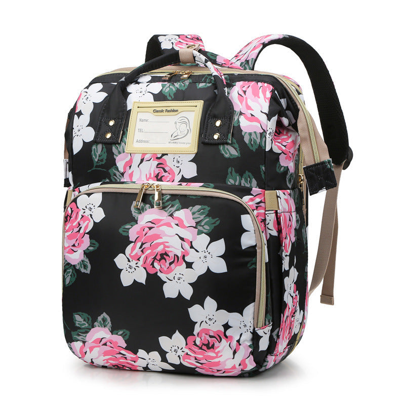 Large Capacity Diaper Bag with USB Charging Port, Multifunctional Foldable Baby Bed, Nappy Changing Backpack