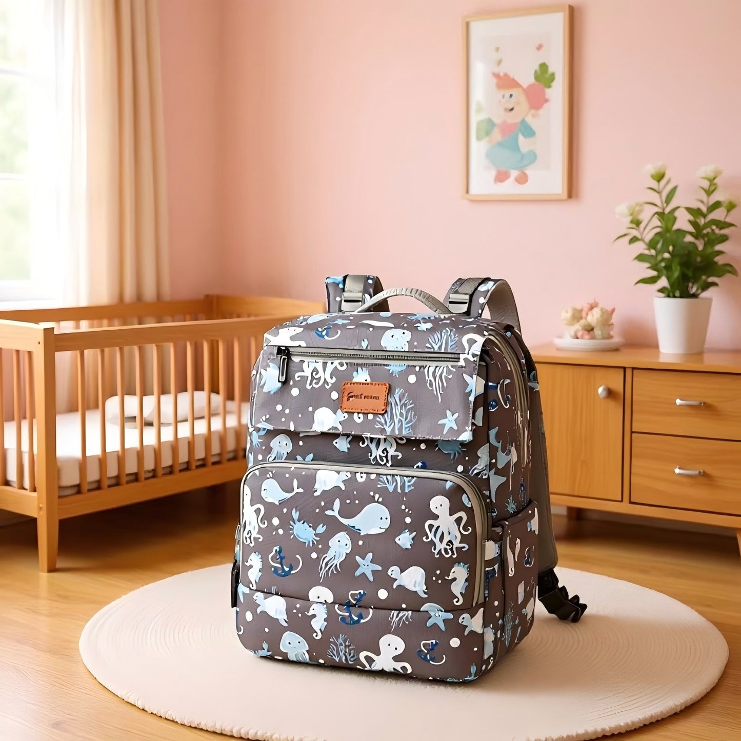 Sac à dos à langer avec table à langer intégrée, grande capacité, imperméable