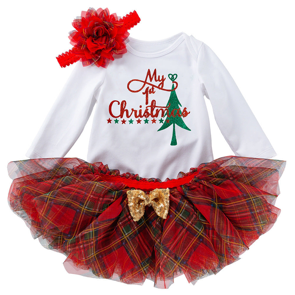 Christmas Baby 2-Piece Set - Printed Romper & Hat Outfit  for Baby Newborn