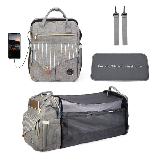 3-in-1 Convertible Baby Travel Bag – Portable Bassinet, Diaper Bag & Changing Station with Mosquito Net, Foldable Baby Bed for Outdoor, Travel & Daily Use