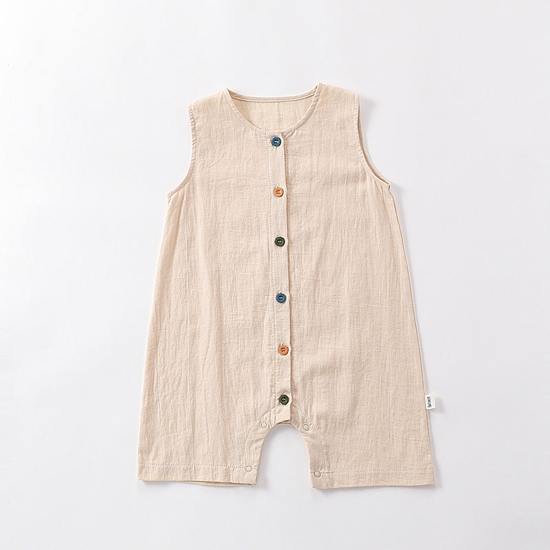 100% Cotton Baby Romper - Sleeveless Summer Jumpsuit for Infant Boys Girls