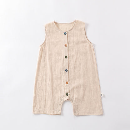 100% Cotton Baby Romper - Sleeveless Summer Jumpsuit for Infant Boys Girls