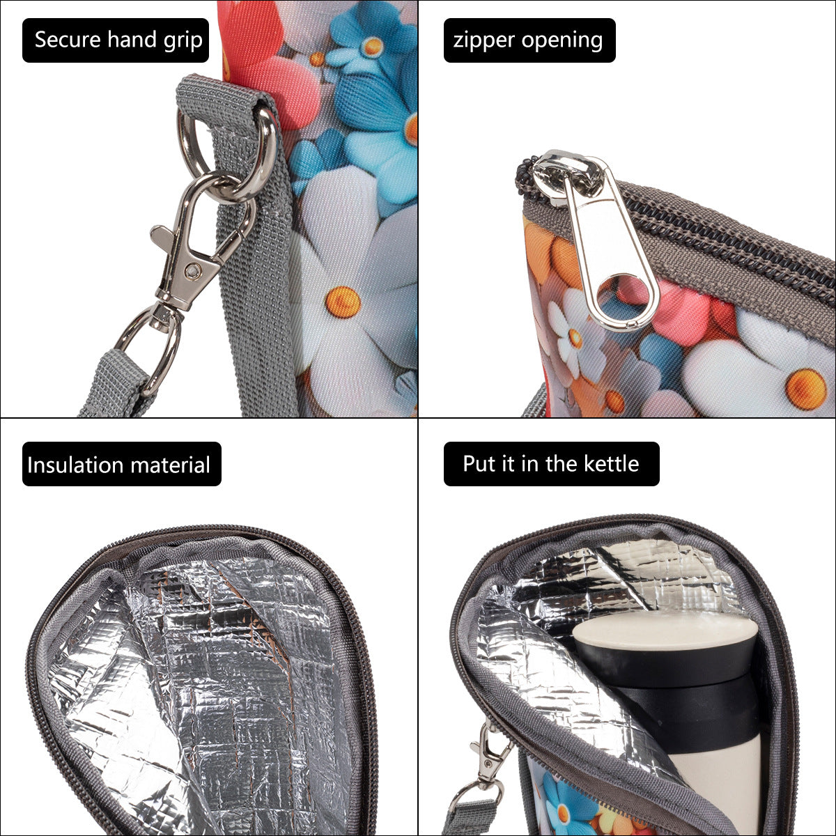 Insulated Bottle Bag with Adjustable Strap – 3D Pattern Thermal Baby Milk Bottle Holder, Portable Water Bottle Pouch for Stroller, Outdoor Travel