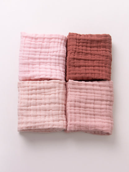 6-Layer Gauze Baby Towels 5-Pack - Muslin Burp Cloths & Washcloths, 12"x20"