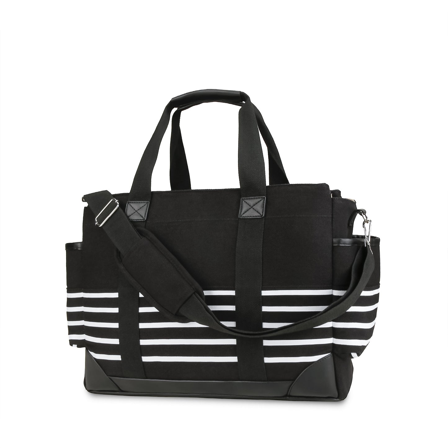 Canvas Diaper Bag Tote - Large Capacity Waterproof Mommy Bag with Stroller Straps, 2 Insulated Pockets & Magnetic Closure