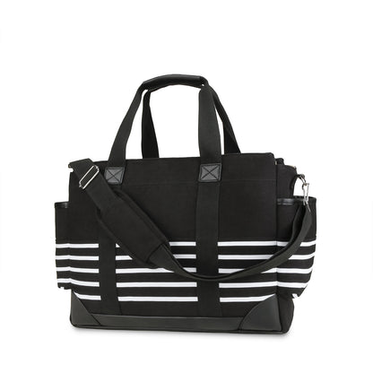 Canvas Diaper Bag Tote - Large Capacity Waterproof Mommy Bag with Stroller Straps, 2 Insulated Pockets & Magnetic Closure