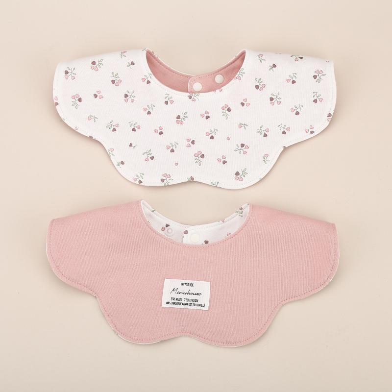 Pink Petal Style Drool Bibs - 100% Cotton Teething Bib with Snap Closure