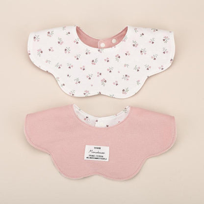 Pink Petal Style Drool Bibs - 100% Cotton Teething Bib with Snap Closure