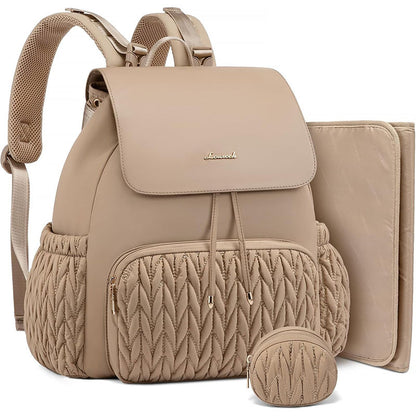 Stylish  Diaper Bag Backpack, Water-Resistant Travel Baby Bag  with Changing Pad, Stroller Straps