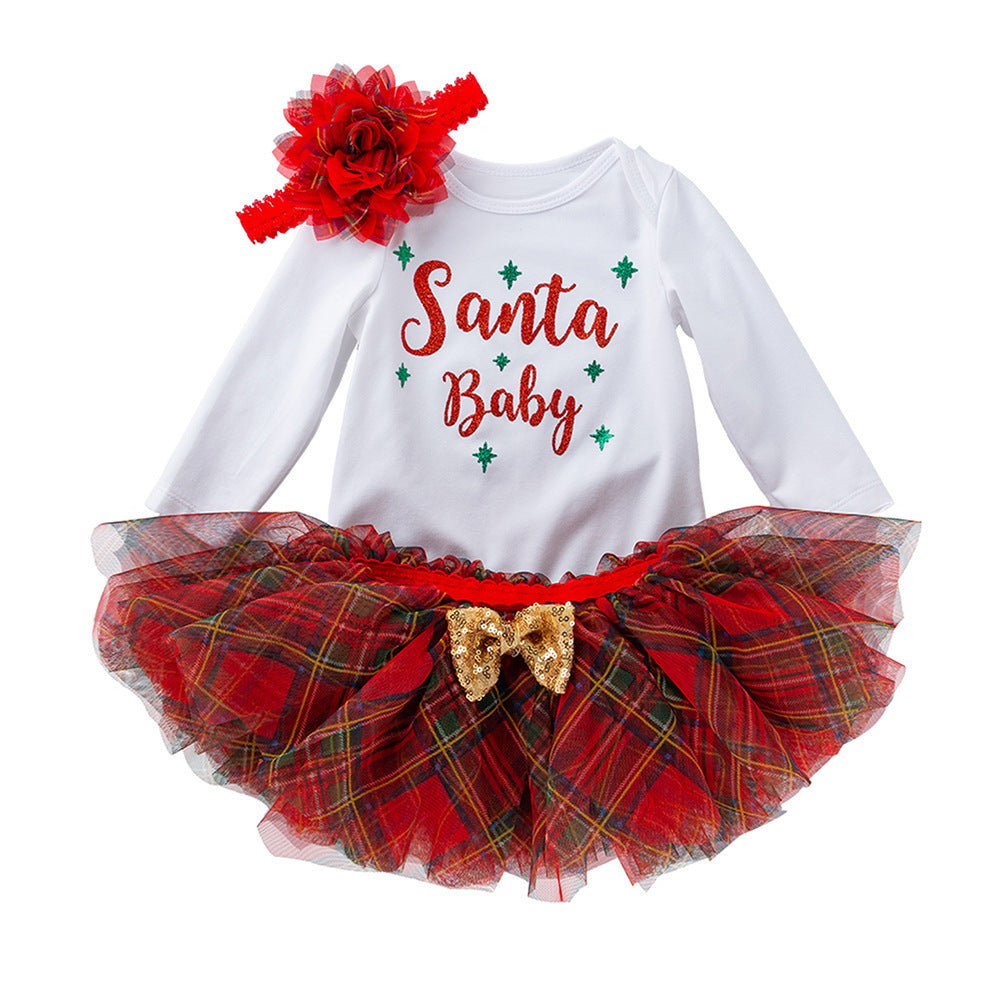 Christmas Baby 2-Piece Set - Printed Romper & Hat Outfit  for Baby Newborn