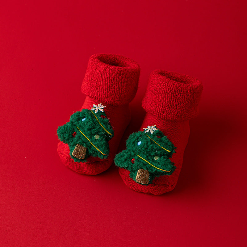 Cozy Christmas Stockings for Babies - Non-Slip Gripper Socks
