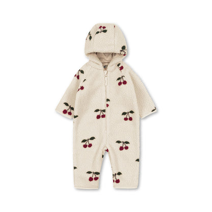 Nordic Style Baby Fleece Romper - Hooded Jumpsuit for Infant Winter Wear