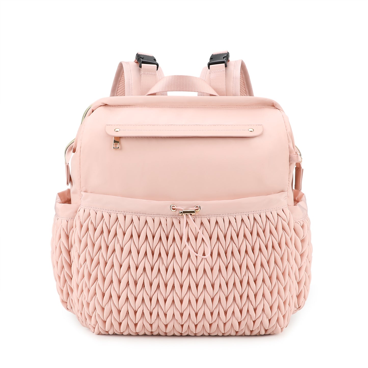 Lightweight Diaper Bag Backpack with Changing Pad – Large Opening Travel Nursery Bag for Mom, Stroller Clips & Faux Fur Pendant