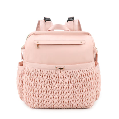 Lightweight Diaper Bag Backpack with Changing Pad – Large Opening Travel Nursery Bag for Mom, Stroller Clips & Faux Fur Pendant