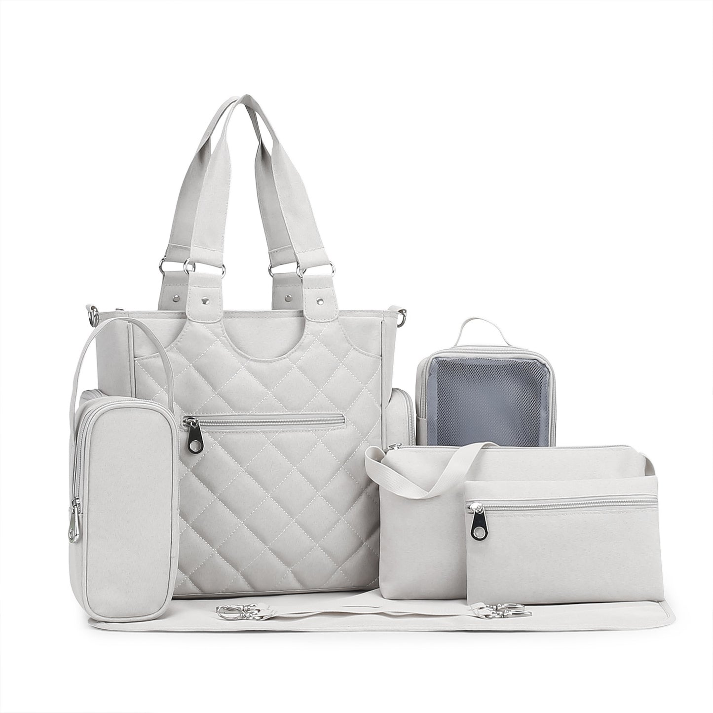 7-in-1 Waterproof Diaper Bag Backpack with Insulated Bottle Pouch & Changing Station – Multifunctional Baby Bag for Stroller, Travel, Maternity