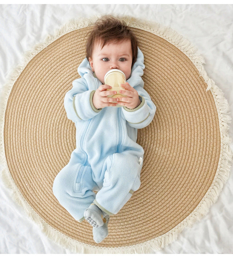 Baby Fleece Jumpsuit - Double-Sided Plush Romper for Infant Winter Wear