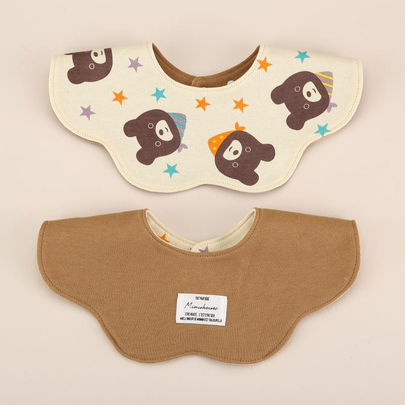Brown Petal Style Drool Bibs - 100% Cotton Teething Bib with Snap Closure