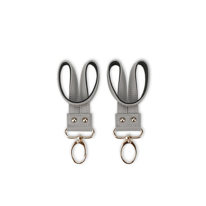 360° Rotating Stroller Hooks – Premium Vegan Leather Clips for Bags & Caddies, Heavy Duty Metal Snaps (Pair, Water Resistant)